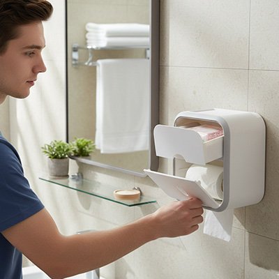 Porte papier toilette mural 